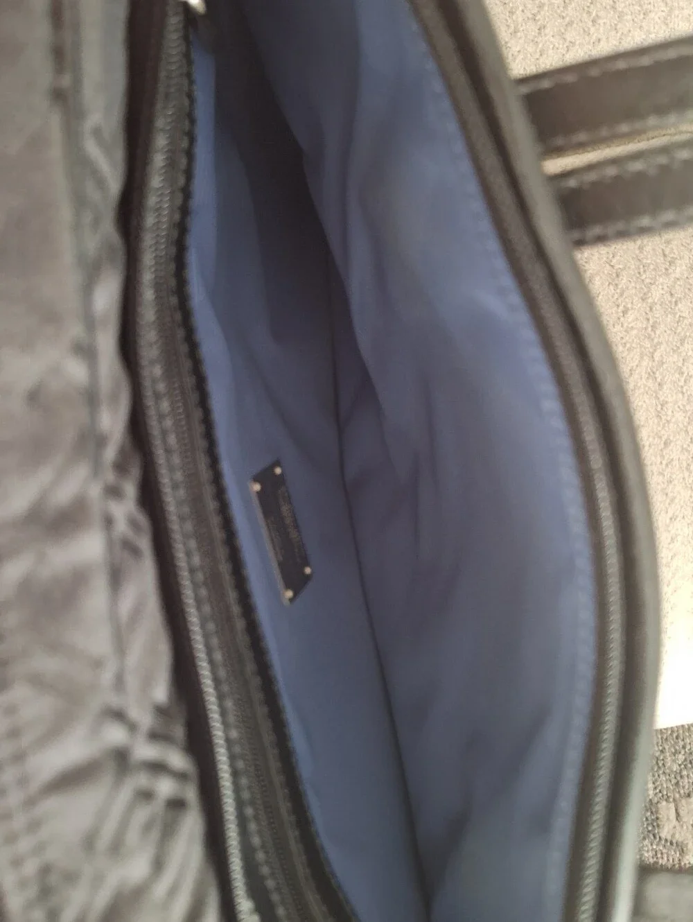 Tumi Black Quilted Logo Laptop Tote with Leather Handles
